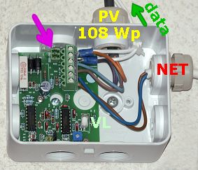 solar indicator for 6x 108 Wp group of solar panels