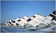 Snow-covered trackers in Dettendorf, Bavaria, produced by the company Lorentz.